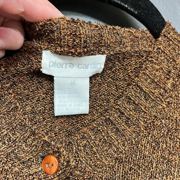 vintage M women's Pierre Cardin crew neck textured cardigan sweater orange black - Picture 4 of 4